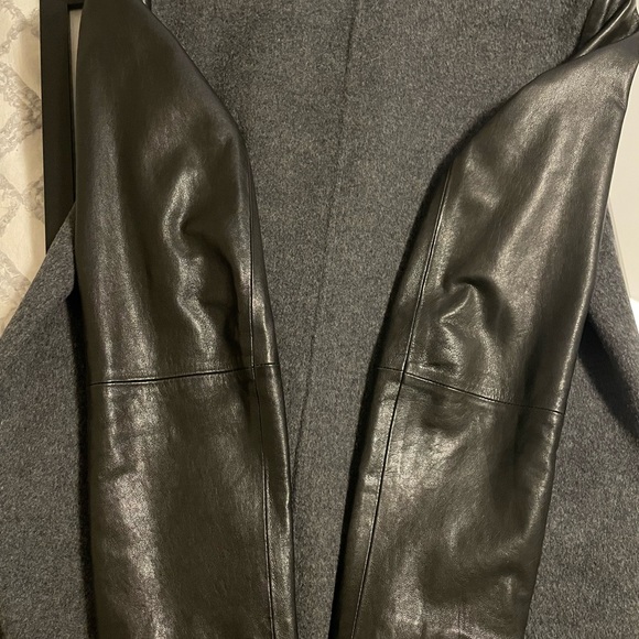 Vince Wool Coat w/ Leather Sleeves, Size Small - Picture 9 of 9